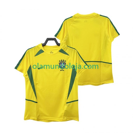 Camisola Brasil Retro Homem Equipamento Primeiro 2002 Manga Curta